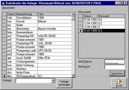 Karteikarten in der Anlagenverwaltung
